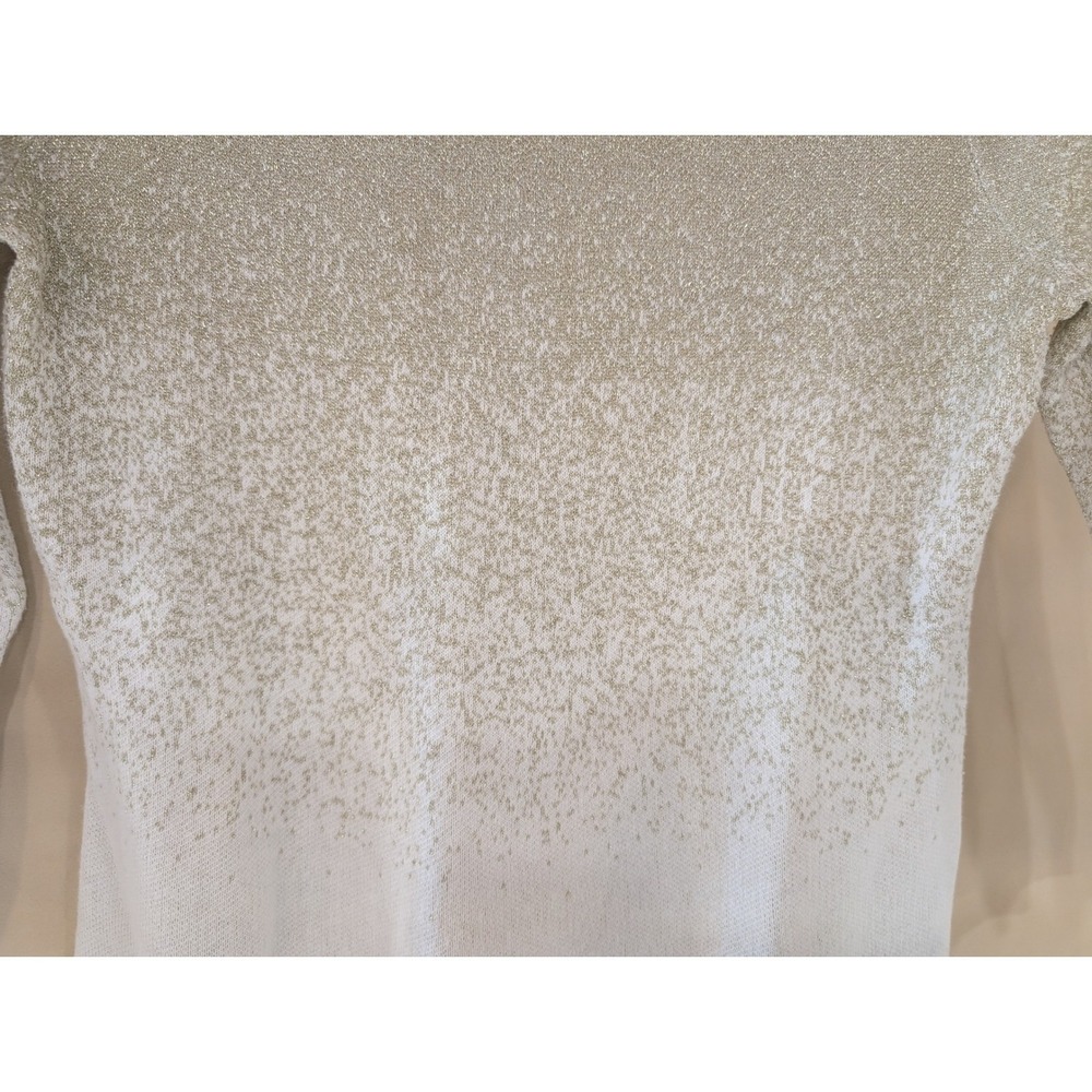 Ruby Rd. Petite Women's Metallic Knit Ombre Sweater PM Cream/Gold‎ - Picture 3 of 9